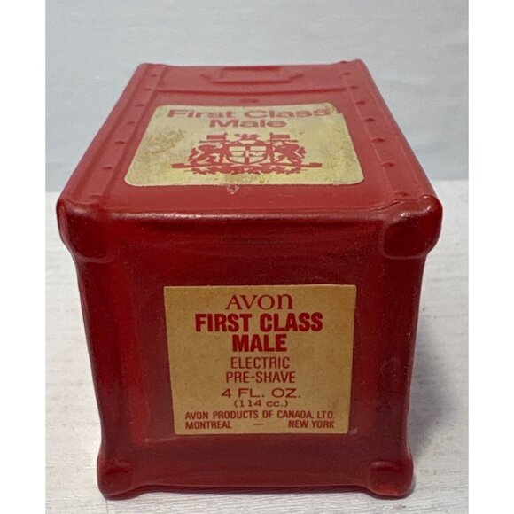Vintage Avon First Class Male Electric Pre-Shave Red Bottle 4 Fl. Oz. EMPTY - Picture 5 of 8